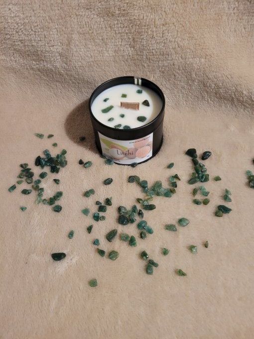 Bougie pot litchi et aventurine 