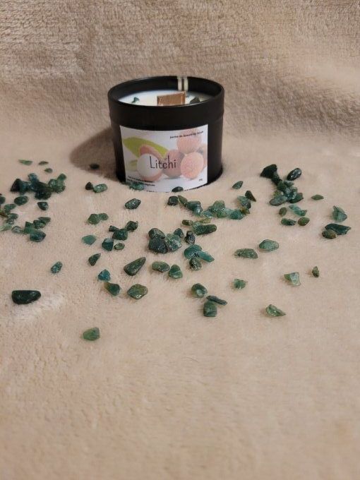 Bougie pot litchi et aventurine 